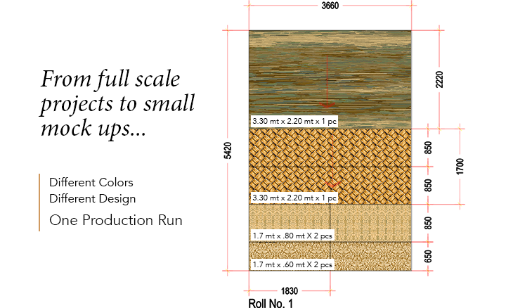 From full scale projects to small mock ups…different colors, different design, One Production Run